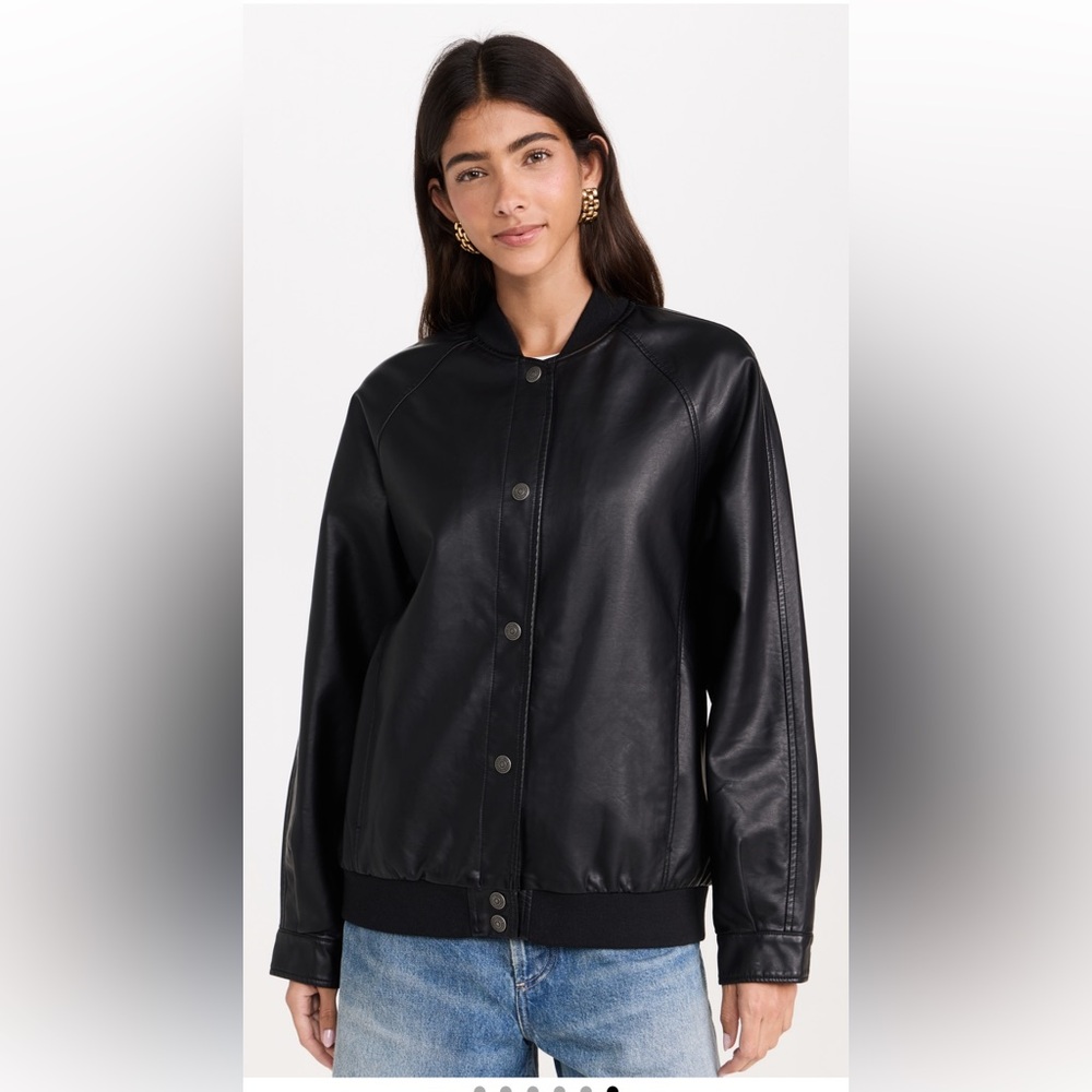 Free People Wild Rose Vegan Leather Bomber Jacket - Picture 2 of 9
